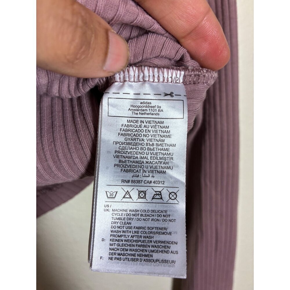 Adidas Knit Crop Top Athletic Casual Gym Yoga Workout Mauve Size Small BC9 - Picture 5 of 5